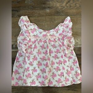 American girl loveshackfancy floral ruffle top size 12 Pink and White  Blouse